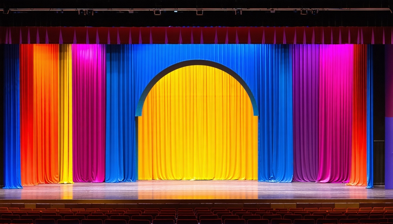 A vibrant stage set designed for a contemporary theater production